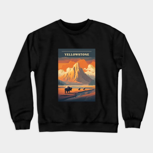 Yellowstone Crewneck Sweatshirt by Retro Travel Design